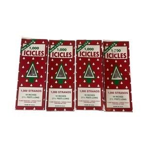 Vintage Christmas Tree Icicles Set (4) Tinsel Rauch USA Shiny Nostalgic